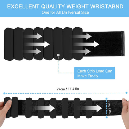 Grey Adjustable Silicone Wrist & Ankle Weights - 2lb Pair (900g) | Comfortable Fitness Resistance Bands for Workout, Running, Training.