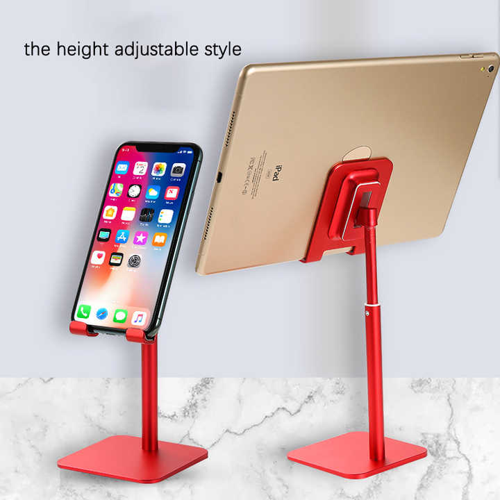 Grey Adjustable Aluminum Alloy Phone and Tablet Stand - Telescopic Desktop Holder for Live Streaming and Hands-Free Use