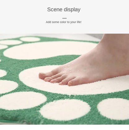 2 Pcs Red And White Foot-Shaped Plush Bath Mat - Non-Slip Absorbent Bathroom Rug for Bedroom and Doorway (50x80cm)