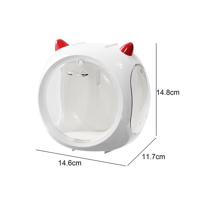 White And Red Horn Acrylic Blind Box Display Case - Transparent Dustproof Storage for Figures and Collectibles(The model is a shooting prop and is not included).