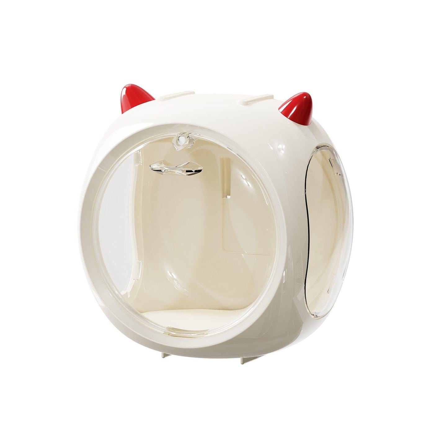 Beige And Red Horn Acrylic Blind Box Display Case - Transparent Dustproof Storage for Figures and Collectibles(The model is a shooting prop and is not included).