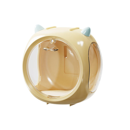 Yellow And Blue Horn Acrylic Blind Box Display Case - Transparent Dustproof Storage for Figures and Collectibles(The model is a shooting prop and is not included).