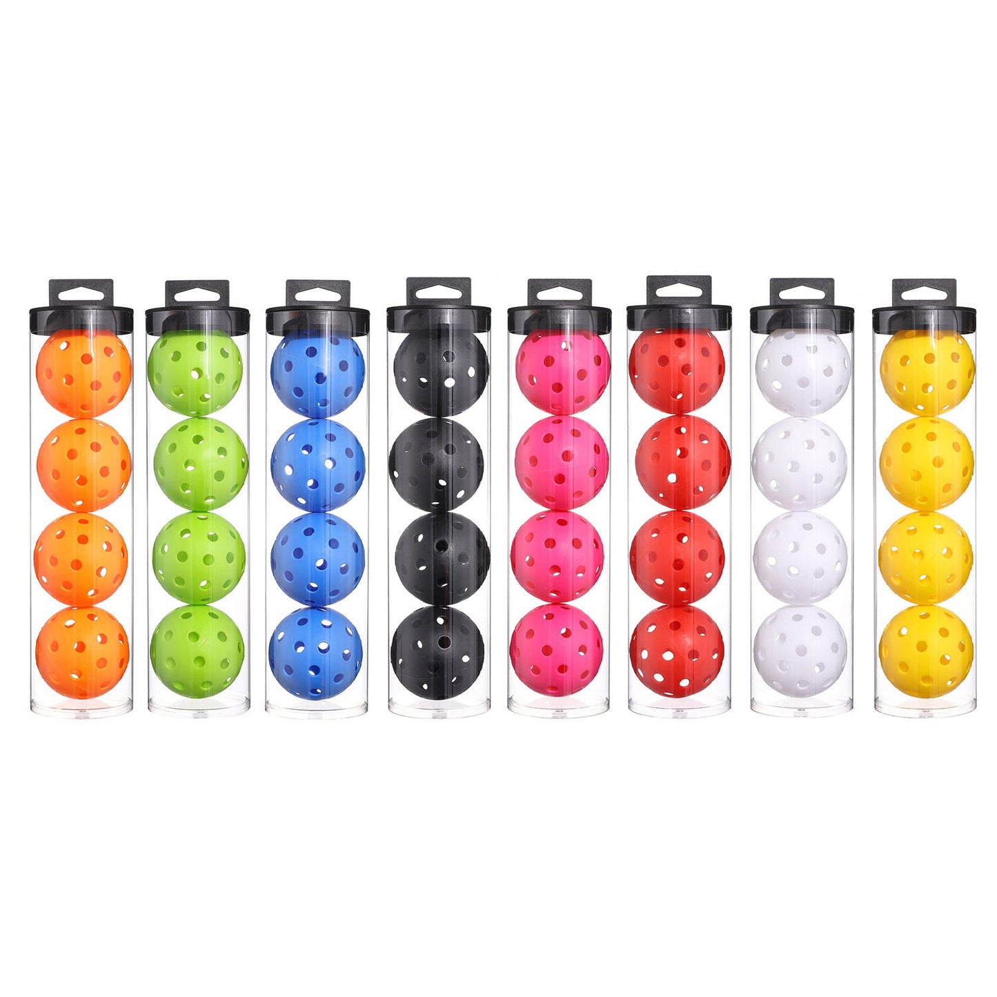 2 Tubes Black Outdoor Pickleball Balls 4-Pack - Durable 40-Hole Design with Carry Tube(8 balls in total).