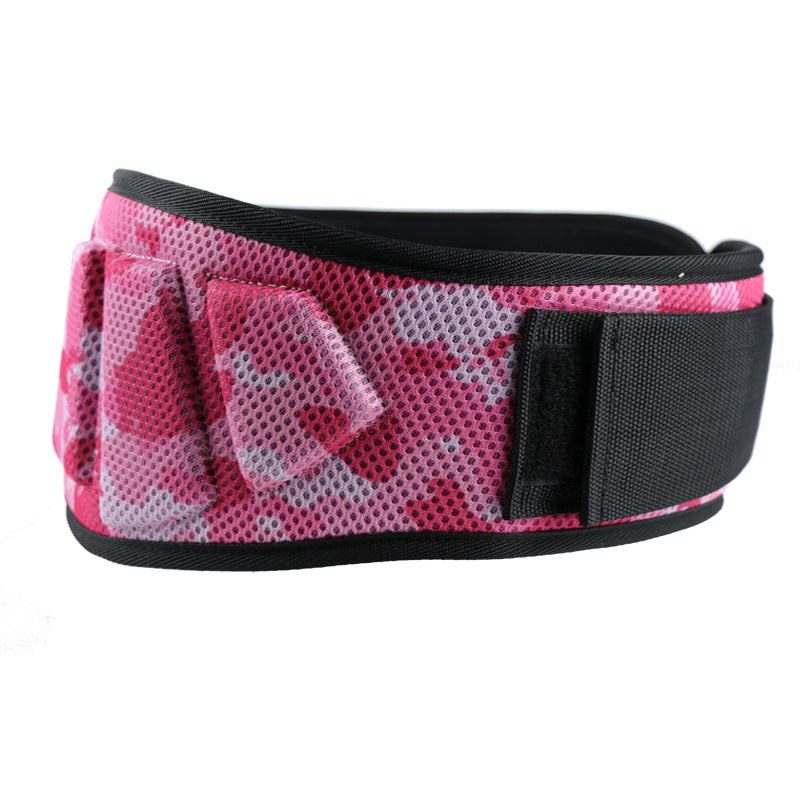 Size M Pink Camouflage Camo Weightlifting Belt - EVA Nylon Gym Belt for Squats, Deadlifts & Lumbar Support.
