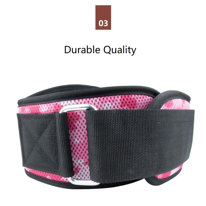 Size M Pink Camouflage Camo Weightlifting Belt - EVA Nylon Gym Belt for Squats, Deadlifts & Lumbar Support.