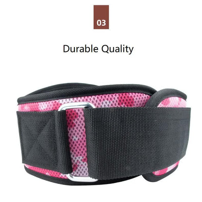 Size M Pink Camouflage Camo Weightlifting Belt - EVA Nylon Gym Belt for Squats, Deadlifts & Lumbar Support.