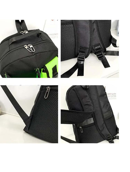 Orange And Black Stylish Sports Backpack with Contrast Pockets - Unisex Gym Bag for Badminton & Tennis