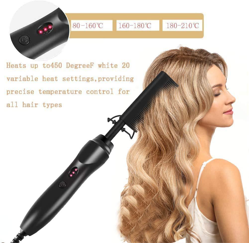 Colorful Electric Hot Comb Hair Straightener - Fast Heating Styling Tool with 3 Temp Settings & Anti-Scald Guard