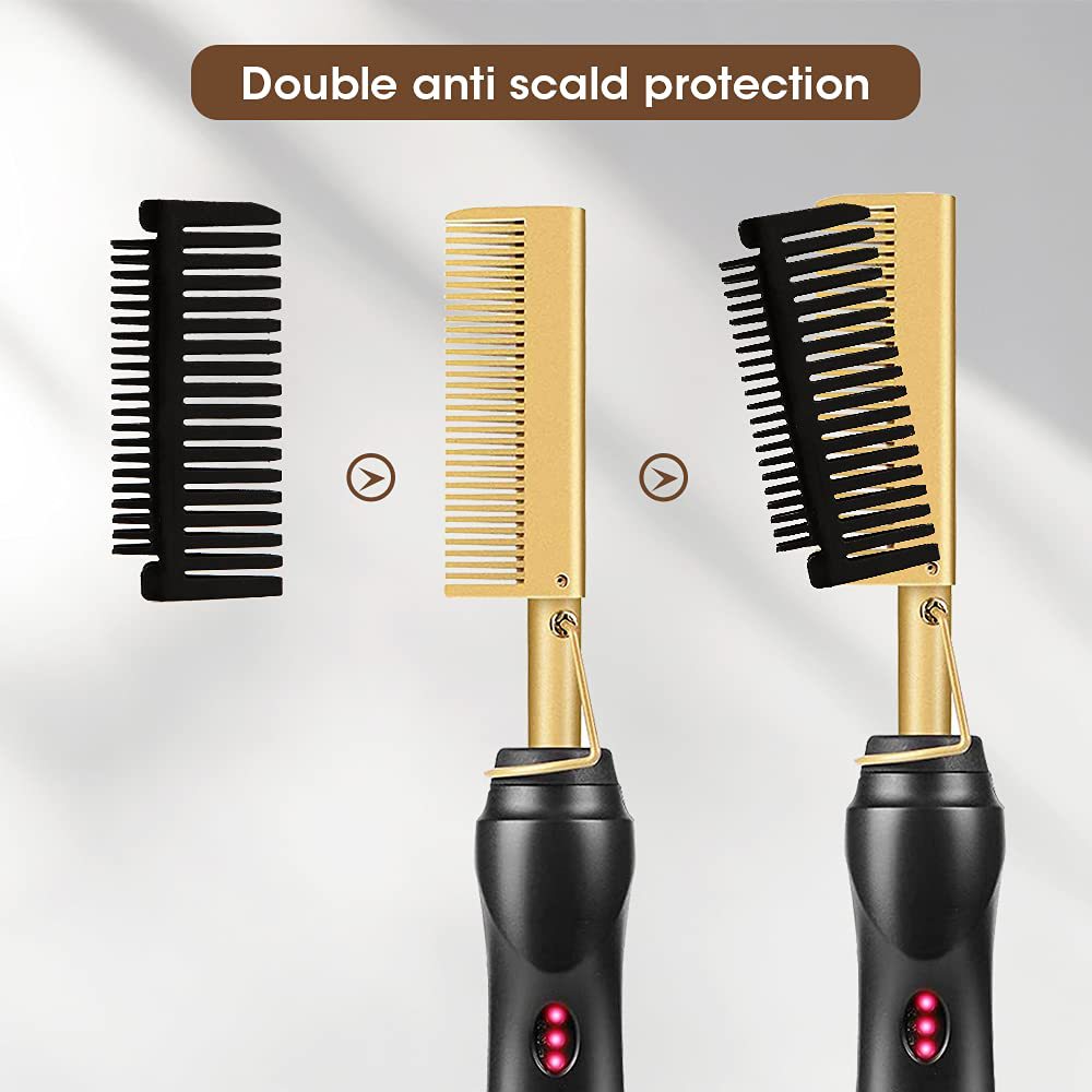 Colorful Electric Hot Comb Hair Straightener - Fast Heating Styling Tool with 3 Temp Settings & Anti-Scald Guard