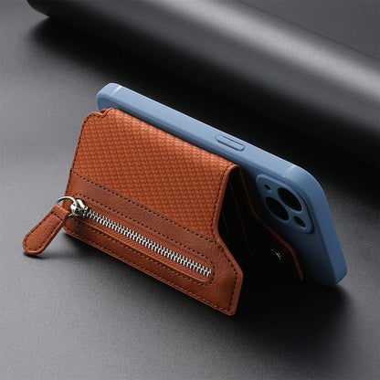 2 Pcs Blue Multifunction Stick-On Phone Wallet - PU Leather Card Holder with Zipper & Flip Cover