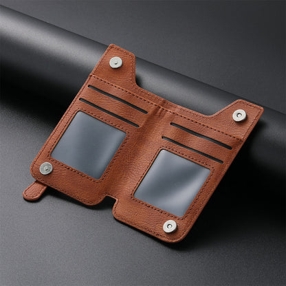 2 Pcs Blue Multifunction Stick-On Phone Wallet - PU Leather Card Holder with Zipper & Flip Cover