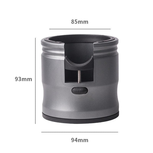 Dark Grey Round Professional Aluminum Espresso Tamping Station - Adjustable Portafilter Holder Stand.