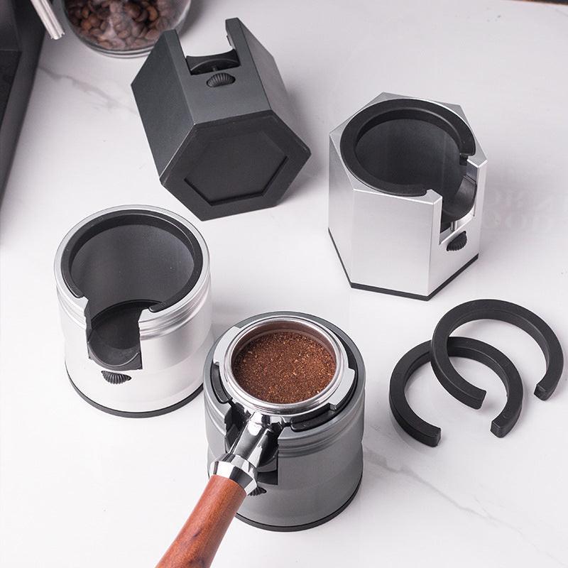 Silver Diamond Professional Aluminum Espresso Tamping Station - Adjustable Portafilter Holder Stand.