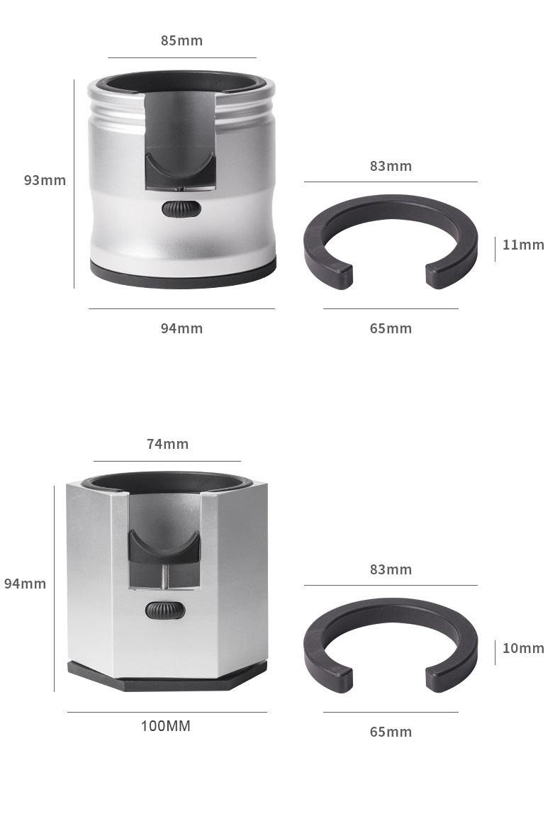 Silver Diamond Professional Aluminum Espresso Tamping Station - Adjustable Portafilter Holder Stand.