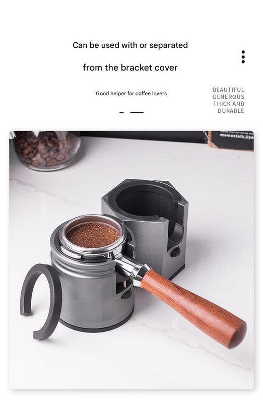 Silver Diamond Professional Aluminum Espresso Tamping Station - Adjustable Portafilter Holder Stand.