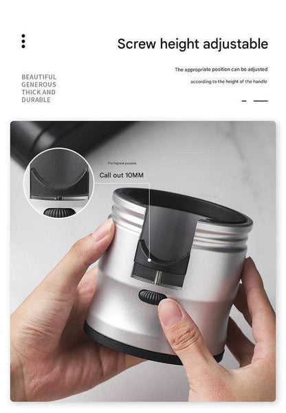 Silver Diamond Professional Aluminum Espresso Tamping Station - Adjustable Portafilter Holder Stand.