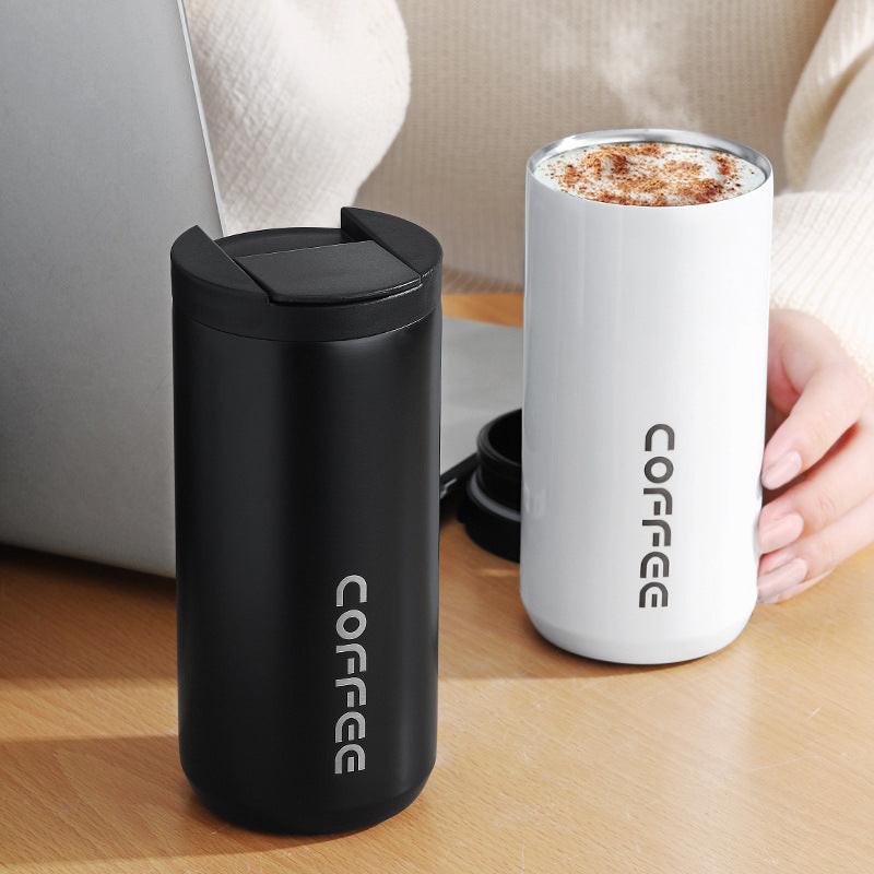 Blue Gradient Color Sleek Insulated Stainless Steel Coffee Tumbler Set (400ml & 500ml) - One-Touch Lid Travel Mugs.