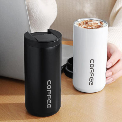Blue Gradient Color Sleek Insulated Stainless Steel Coffee Tumbler Set (400ml & 500ml) - One-Touch Lid Travel Mugs.