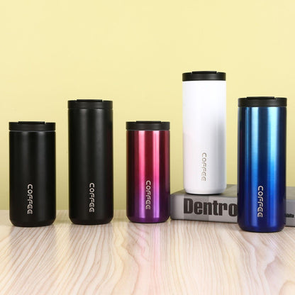 Blue Gradient Color Sleek Insulated Stainless Steel Coffee Tumbler Set (400ml & 500ml) - One-Touch Lid Travel Mugs.