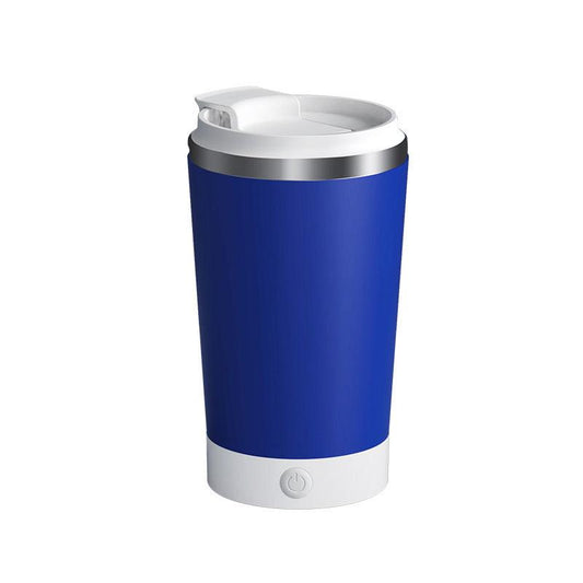 Dark Blue 316 Stainless Steel Rechargeable Electric Self-Stirring Mug - 420ml Automatic Mixing Cup with Magnetic Rotor.