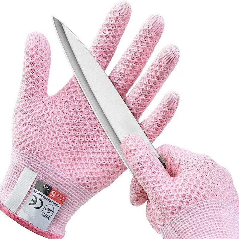Pink 3-Pack Cut Resistant Gloves (Level 5 Protection) â Pineapple Grip, Touchscreen Compatible, Food Safe for Kitchen, Butcher & Fish Cleaning â One Size Fits Most.