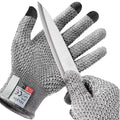Grey 3-Pack Cut Resistant Gloves (Level 5 Protection) - Pineapple Grip, Touchscreen Compatible, Food Safe for Kitchen, Butcher & Fish Cleaning - One Size Fits Most.