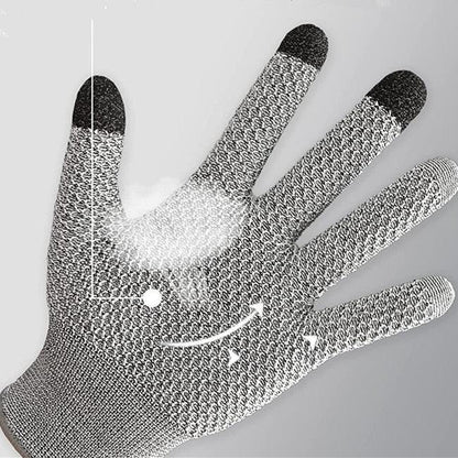 Grey 3-Pack Cut Resistant Gloves (Level 5 Protection) - Pineapple Grip, Touchscreen Compatible, Food Safe for Kitchen, Butcher & Fish Cleaning - One Size Fits Most.