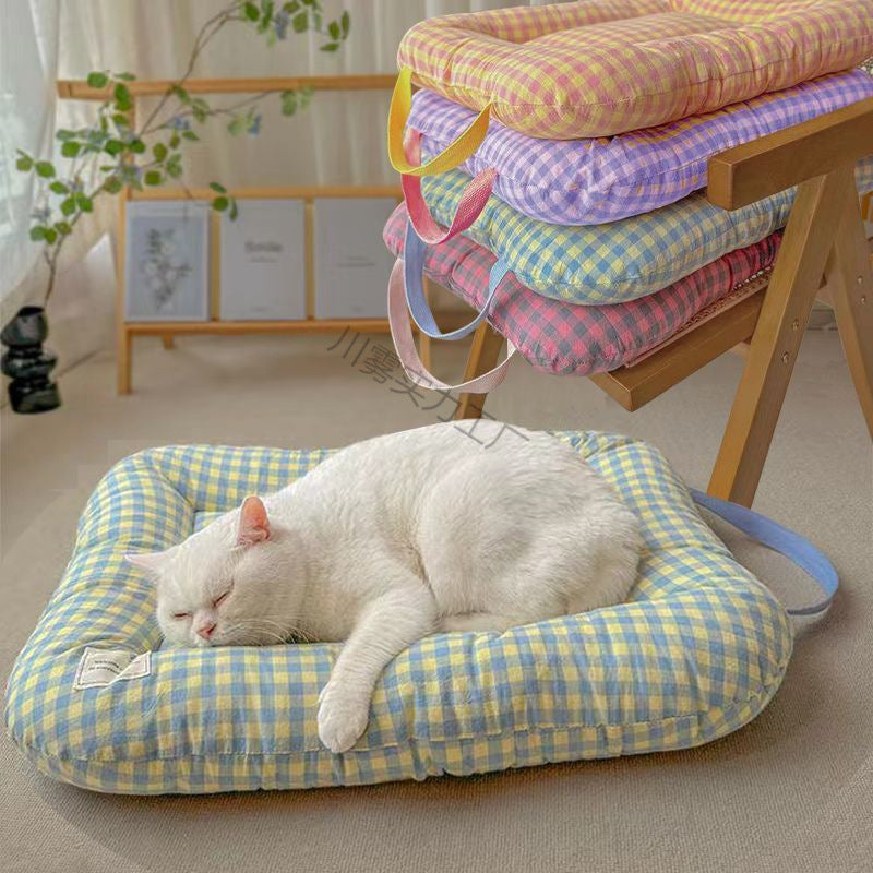 S Orange All-Season Pet Bed - Soft Washable Dog & Cat Mat with Comfortable Cushion - Warm Winter Padding for Small to Large Pets