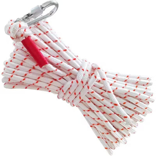 Red-white With Wire Core Heavy Duty Adjustable Clothesline Set (4 Pack) - 10m Steel Wire Core Nylon Rope with Hooks for Outdoor & Camping.