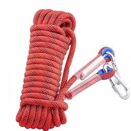 Red Polyester (for home use) Without Wire Core Heavy Duty Adjustable Clothesline Set (2 Pack) - 15m Steel Wire Core Nylon Rope with Hooks for Outdoor & Camping.