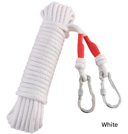 White Polyester (for home use) Without Wire Core Heavy Duty Adjustable Clothesline Set (2 Pack) - 15m Steel Wire Core Nylon Rope with Hooks for Outdoor & Camping.