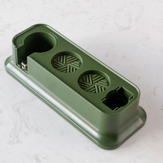 Green Espresso Coffee Tamping Station - Barista Tool Organizer for 51/53/58mm Portafilter, Tamper & Distributor.