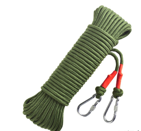 Green With Wire Core Heavy Duty Adjustable Clothesline Set (4 Pack) - 15m Steel Wire Core Nylon Rope with Hooks for Outdoor & Camping.