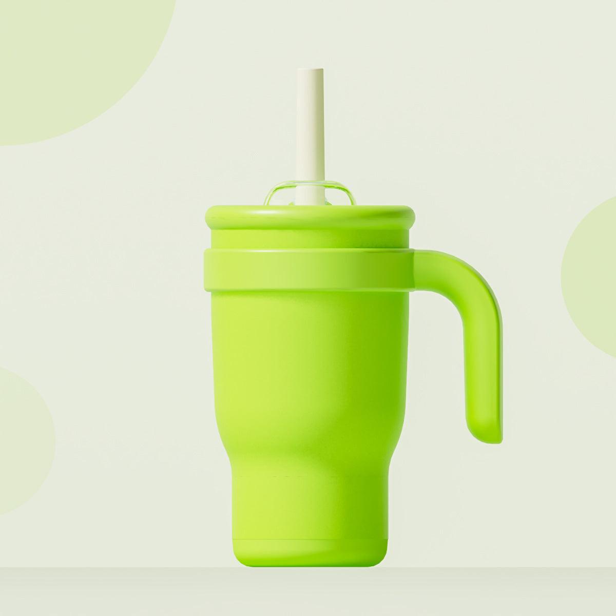 Green 14oz Insulated Tumbler with Handle & Straw - 304 Stainless Steel Car Cup (Contrast Color).