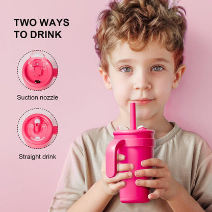Green 14oz Insulated Tumbler with Handle & Straw - 304 Stainless Steel Car Cup (Contrast Color).