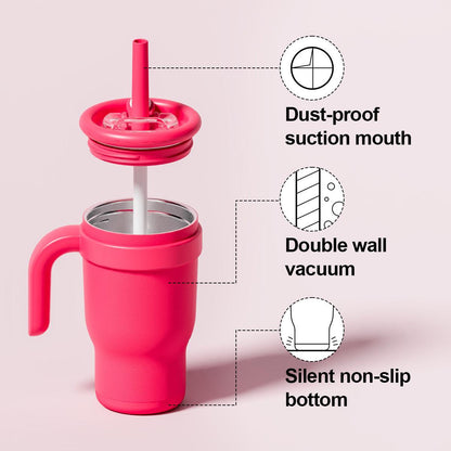 Green 14oz Insulated Tumbler with Handle & Straw - 304 Stainless Steel Car Cup (Contrast Color).