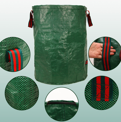 400L(Calibre80*80cm) Heavy Duty Collapsible Garden Waste Bags (Set of 2) - Large Reusable Yard Leaf Bin