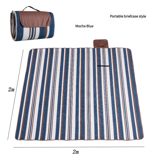 Waterproof Foldable Picnic Blanket with Handle - 2x2m Mocha Blue.