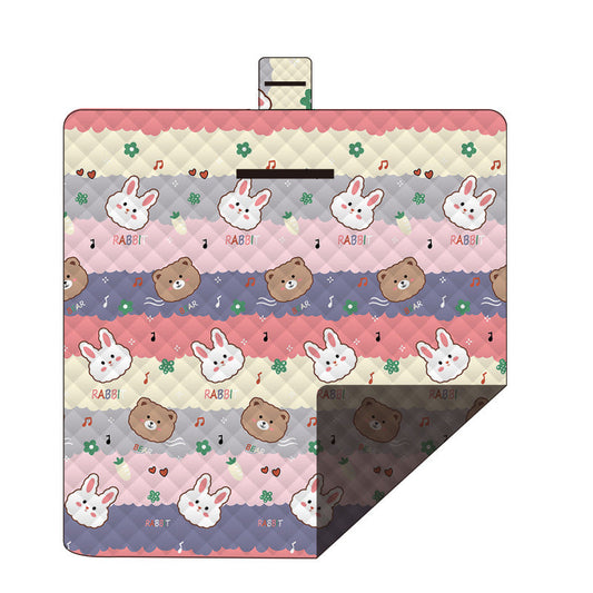 Waterproof Foldable Picnic Blanket with Musical Bunny Print - 200x200cm.