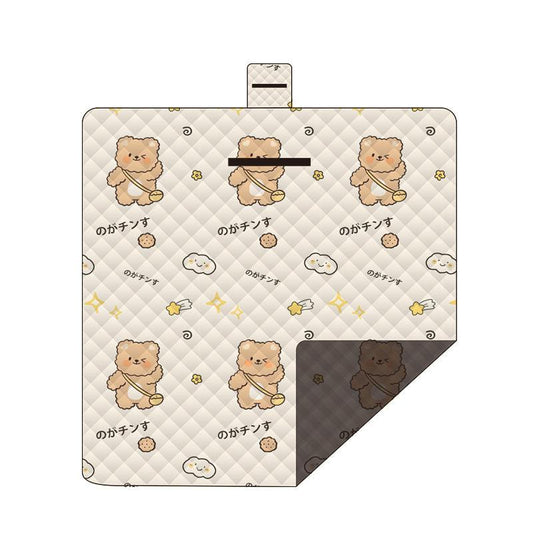 Waterproof Foldable Picnic Blanket with Bear Print -200x200cm.