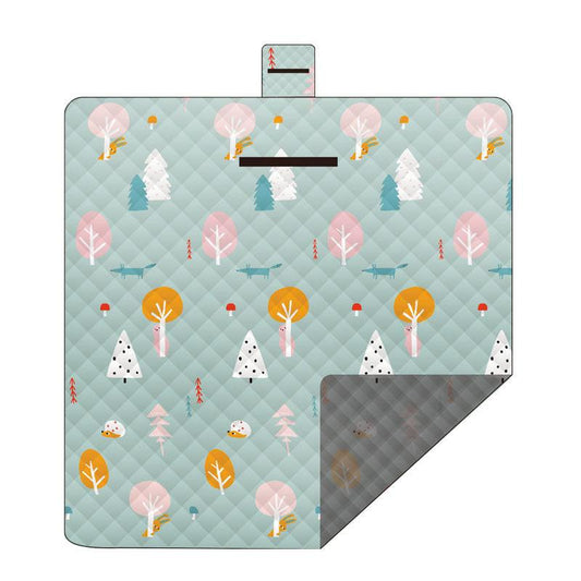 Waterproof Foldable Picnic Blanket with Green Mood Print - 200x200cm.