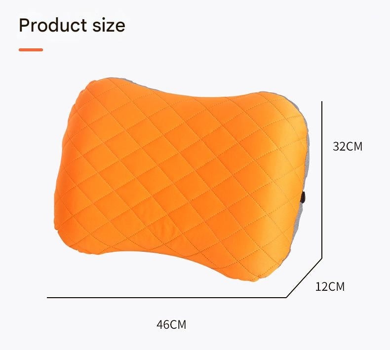 Inflatable Camping Pillow - Lightweight 46x32x12cm Travel Pillow 180g in Orange