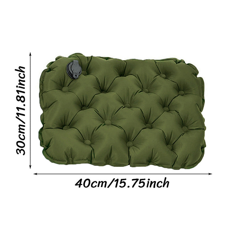 Inflatable Seat Cushion - Portable 40x30x5cm Camping Pad in Olive Green.