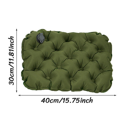 Inflatable Seat Cushion - Portable 40x30x5cm Camping Pad in Olive Green.