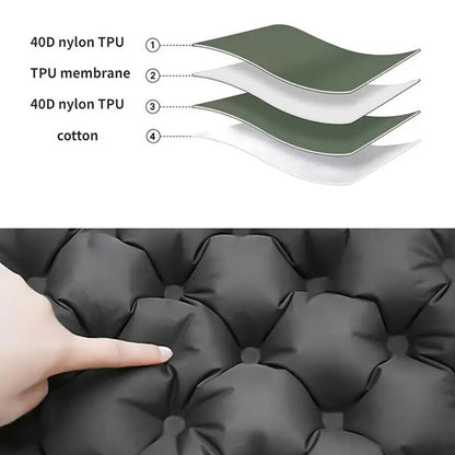 Inflatable Seat Cushion - Portable 40x30x5cm Camping Pad in Olive Green.