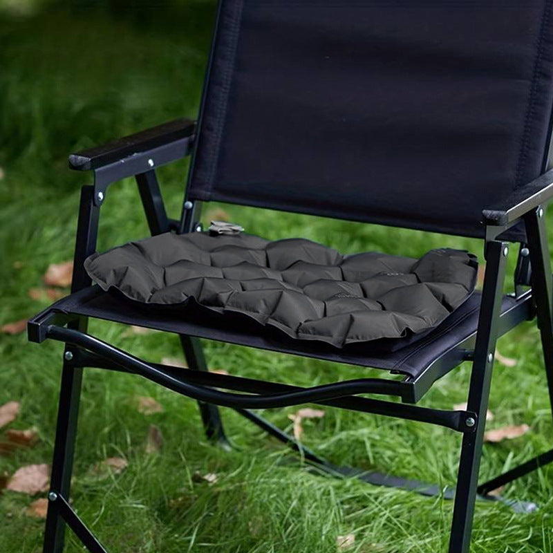 Inflatable Seat Cushion - Portable 40x30x5cm Camping Pad in Olive Green.
