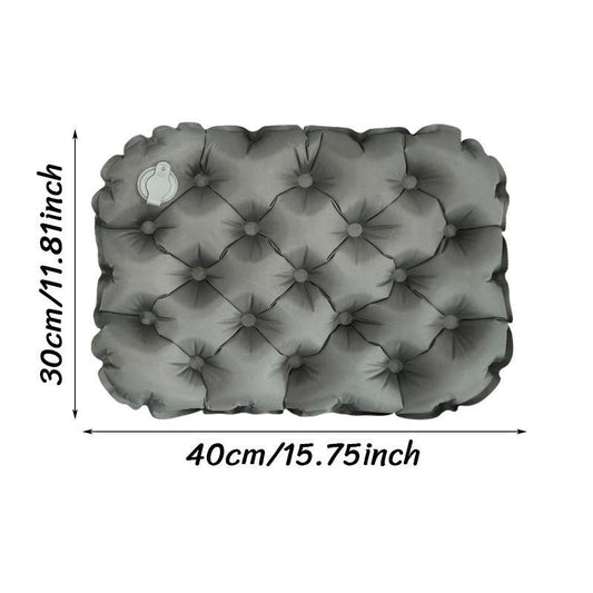 Inflatable Seat Cushion - Portable 40x30x5cm Camping Pad in Olive Grey.