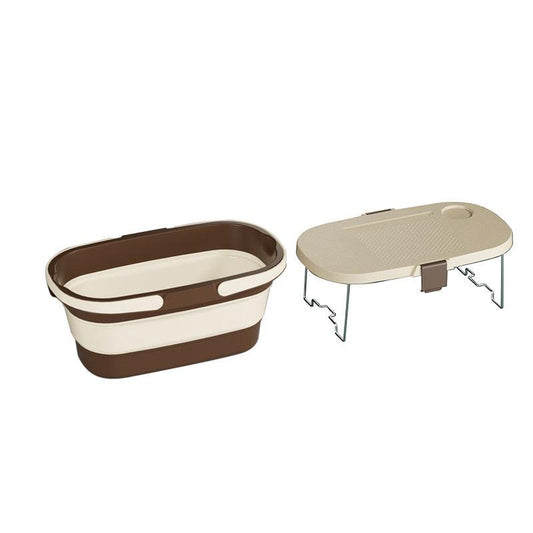 Foldable Picnic Basket with Tray - 16.5L Capacity, White Coffee, Perfect for Camping and Outdoor Gatherings.