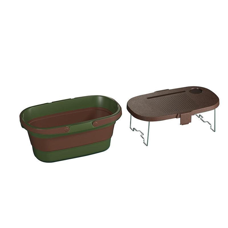 Foldable Picnic Basket with Tray - 16.5L Capacity, Green coffee color, Perfect for Camping and Outdoor Gatherings.