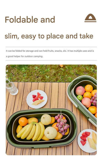 Foldable Picnic Basket with Tray - 16.5L Capacity, Green coffee color, Perfect for Camping and Outdoor Gatherings.